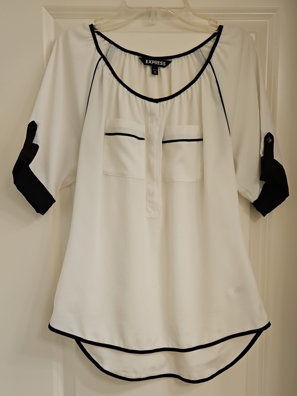 Express White Blouse with Black Trim